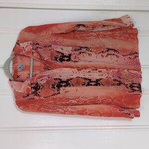 Silk Pink Salmon Snake Print Blouse